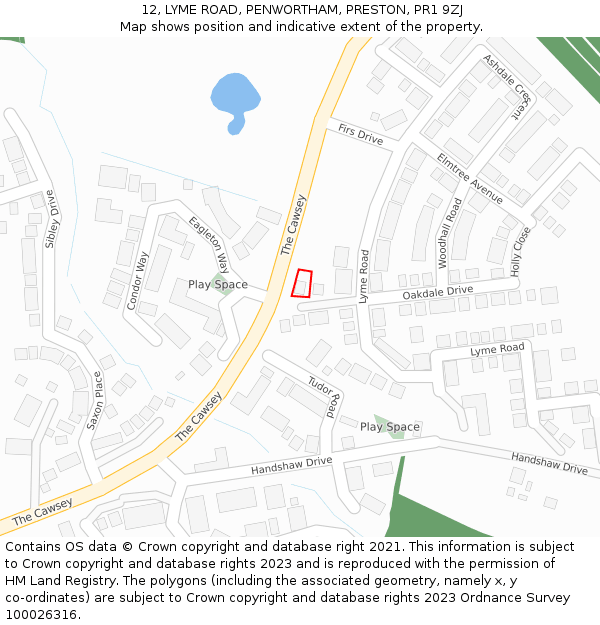 12, LYME ROAD, PENWORTHAM, PRESTON, PR1 9ZJ: Location map and indicative extent of plot