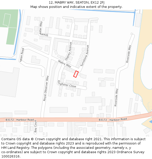 12, MABRY WAY, SEATON, EX12 2FJ: Location map and indicative extent of plot