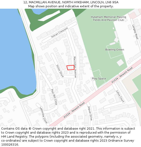 12, MACMILLAN AVENUE, NORTH HYKEHAM, LINCOLN, LN6 9SA: Location map and indicative extent of plot