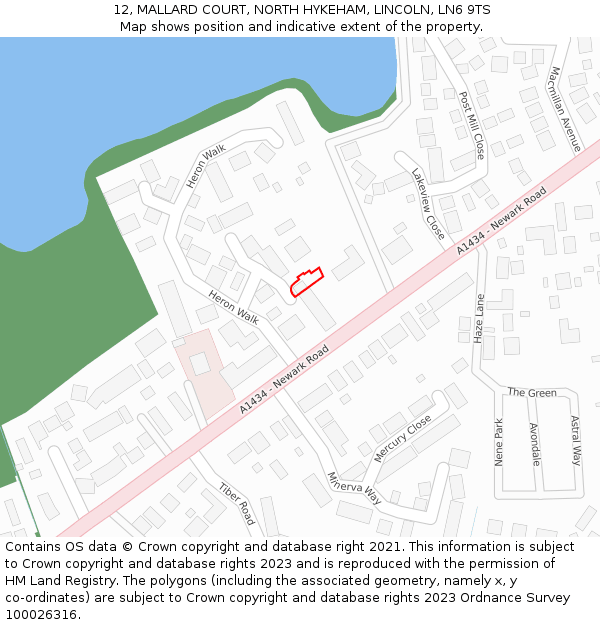 12, MALLARD COURT, NORTH HYKEHAM, LINCOLN, LN6 9TS: Location map and indicative extent of plot