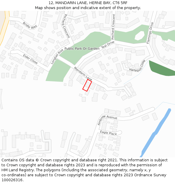 12, MANDARIN LANE, HERNE BAY, CT6 5RF: Location map and indicative extent of plot