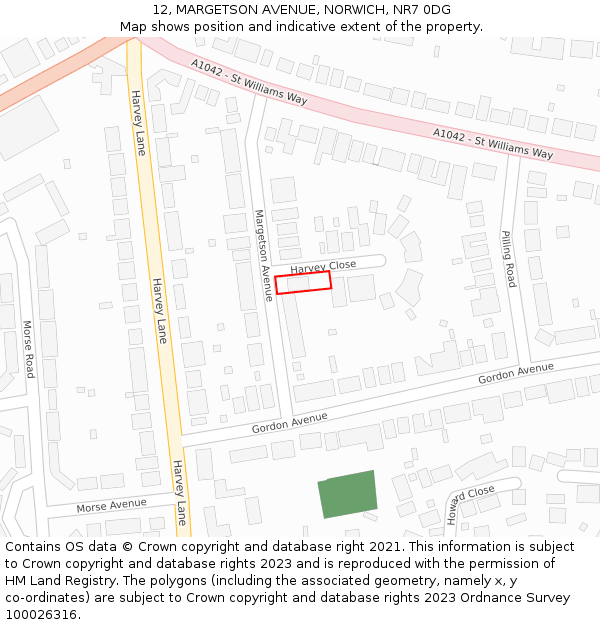12, MARGETSON AVENUE, NORWICH, NR7 0DG: Location map and indicative extent of plot