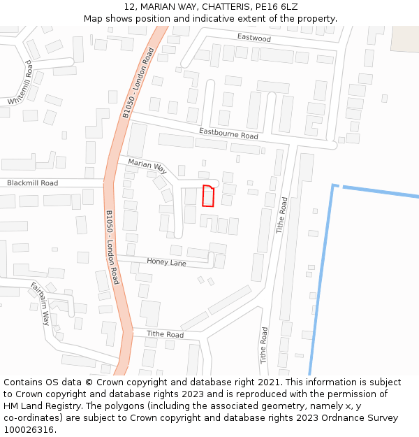 12, MARIAN WAY, CHATTERIS, PE16 6LZ: Location map and indicative extent of plot