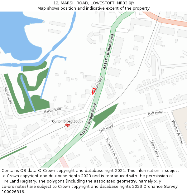 12, MARSH ROAD, LOWESTOFT, NR33 9JY: Location map and indicative extent of plot