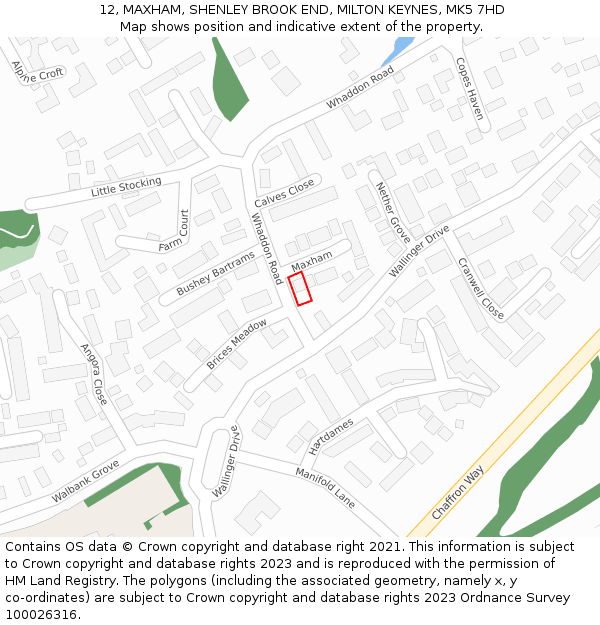 12, MAXHAM, SHENLEY BROOK END, MILTON KEYNES, MK5 7HD: Location map and indicative extent of plot
