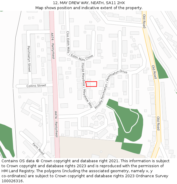 12, MAY DREW WAY, NEATH, SA11 2HX: Location map and indicative extent of plot