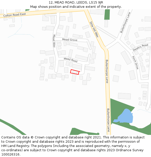 12, MEAD ROAD, LEEDS, LS15 9JR: Location map and indicative extent of plot