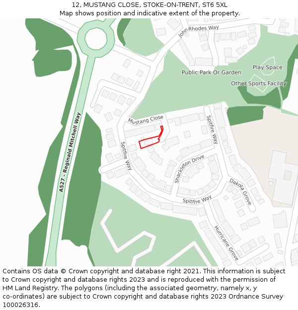 12, MUSTANG CLOSE, STOKE-ON-TRENT, ST6 5XL: Location map and indicative extent of plot