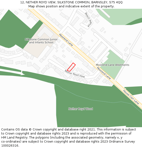 12, NETHER ROYD VIEW, SILKSTONE COMMON, BARNSLEY, S75 4QQ: Location map and indicative extent of plot