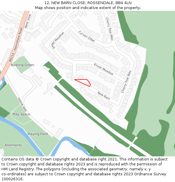 12, NEW BARN CLOSE, ROSSENDALE, BB4 4LN: Location map and indicative extent of plot