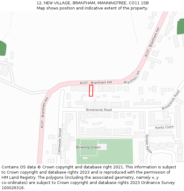 12, NEW VILLAGE, BRANTHAM, MANNINGTREE, CO11 1SB: Location map and indicative extent of plot
