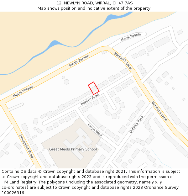 12, NEWLYN ROAD, WIRRAL, CH47 7AS: Location map and indicative extent of plot