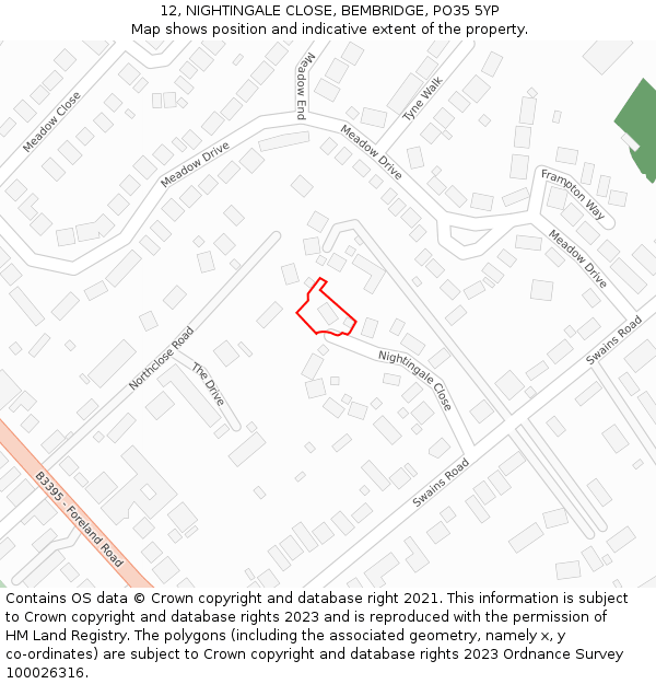 12, NIGHTINGALE CLOSE, BEMBRIDGE, PO35 5YP: Location map and indicative extent of plot