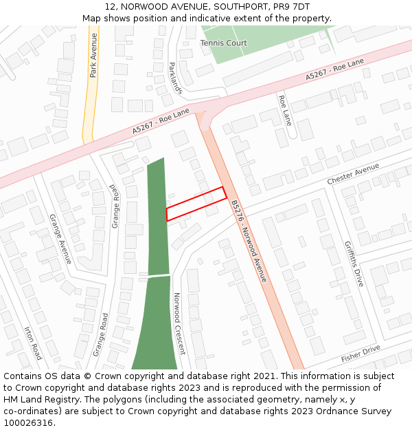 12, NORWOOD AVENUE, SOUTHPORT, PR9 7DT: Location map and indicative extent of plot