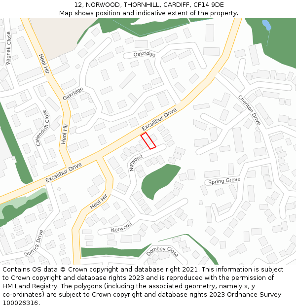 12, NORWOOD, THORNHILL, CARDIFF, CF14 9DE: Location map and indicative extent of plot