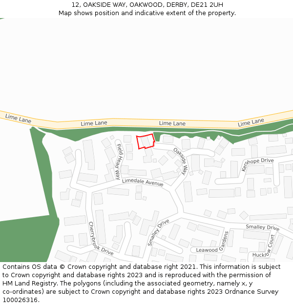 12, OAKSIDE WAY, OAKWOOD, DERBY, DE21 2UH: Location map and indicative extent of plot
