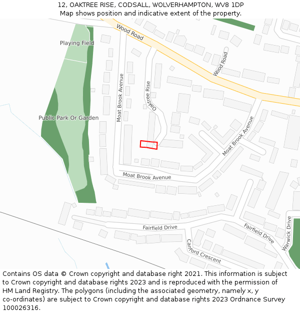 12, OAKTREE RISE, CODSALL, WOLVERHAMPTON, WV8 1DP: Location map and indicative extent of plot