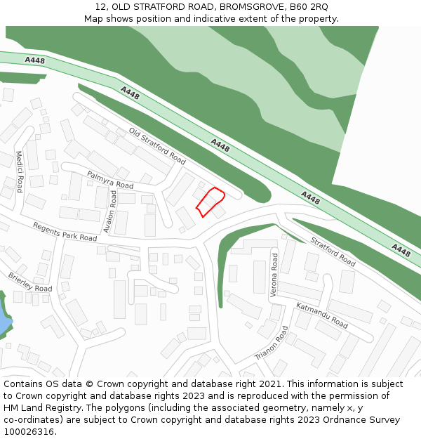 12, OLD STRATFORD ROAD, BROMSGROVE, B60 2RQ: Location map and indicative extent of plot