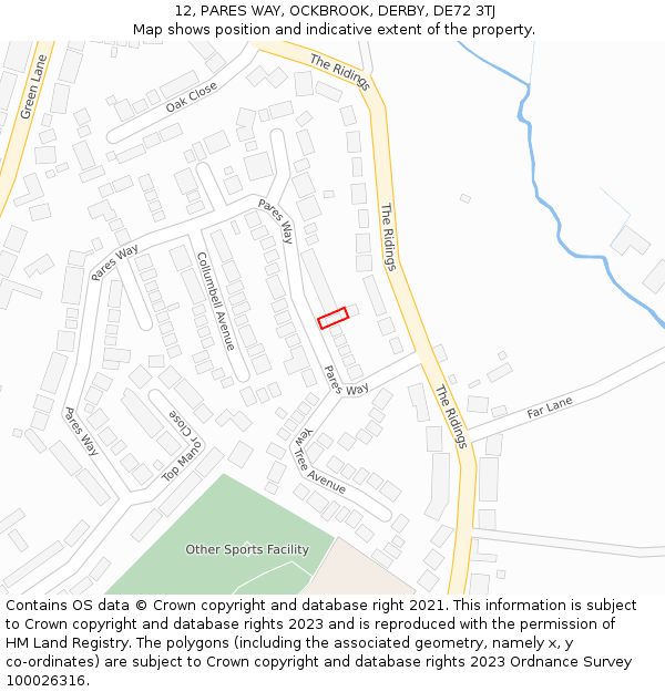 12, PARES WAY, OCKBROOK, DERBY, DE72 3TJ: Location map and indicative extent of plot
