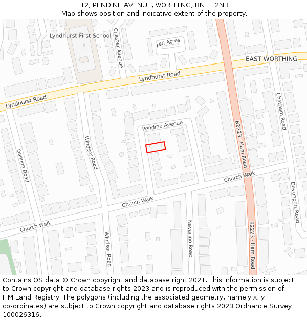 12, PENDINE AVENUE, WORTHING, BN11 2NB: Location map and indicative extent of plot