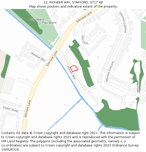 12, PIONEER WAY, STAFFORD, ST17 4JF: Location map and indicative extent of plot