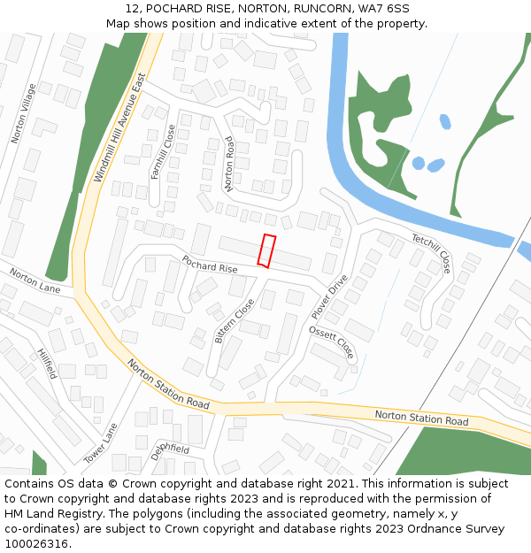 12, POCHARD RISE, NORTON, RUNCORN, WA7 6SS: Location map and indicative extent of plot