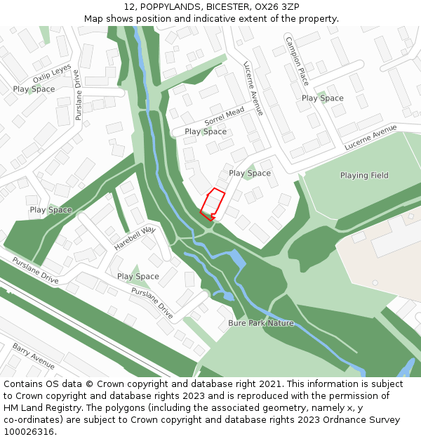 12, POPPYLANDS, BICESTER, OX26 3ZP: Location map and indicative extent of plot