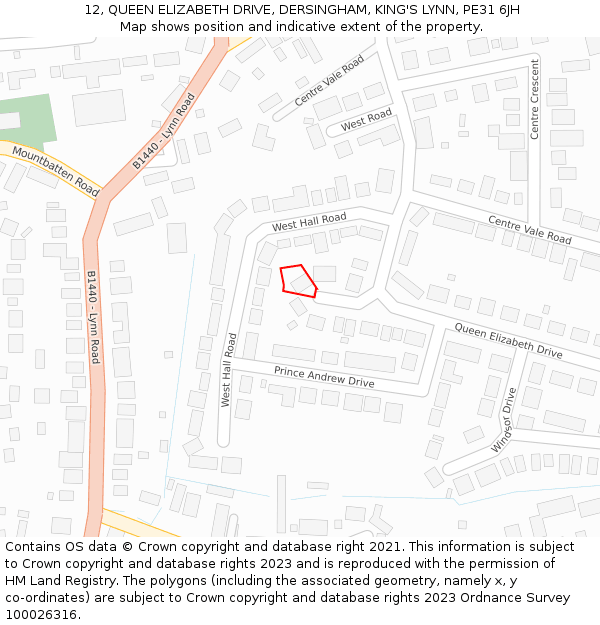 12, QUEEN ELIZABETH DRIVE, DERSINGHAM, KING'S LYNN, PE31 6JH: Location map and indicative extent of plot