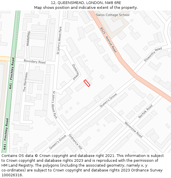 12, QUEENSMEAD, LONDON, NW8 6RE: Location map and indicative extent of plot