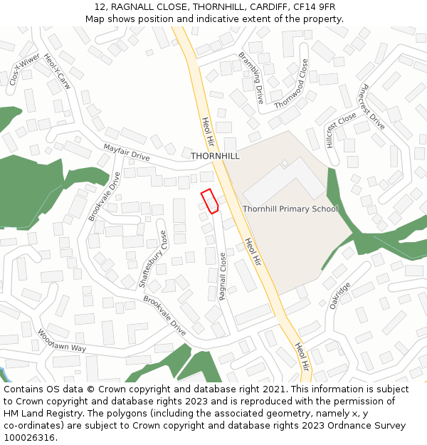 12, RAGNALL CLOSE, THORNHILL, CARDIFF, CF14 9FR: Location map and indicative extent of plot