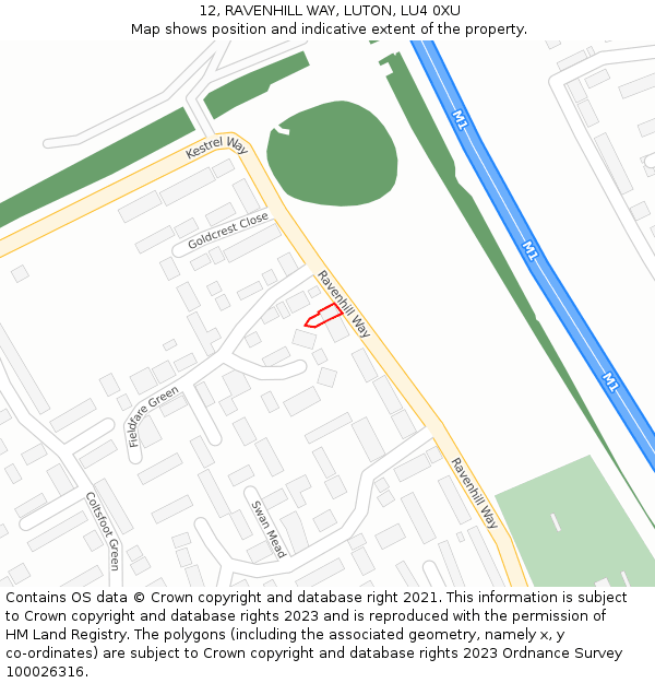 12, RAVENHILL WAY, LUTON, LU4 0XU: Location map and indicative extent of plot