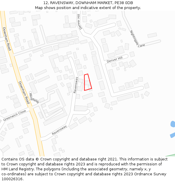 12, RAVENSWAY, DOWNHAM MARKET, PE38 0DB: Location map and indicative extent of plot