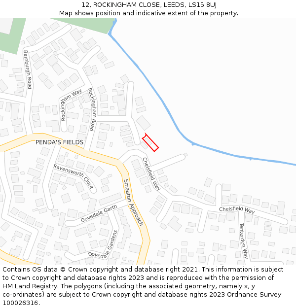 12, ROCKINGHAM CLOSE, LEEDS, LS15 8UJ: Location map and indicative extent of plot