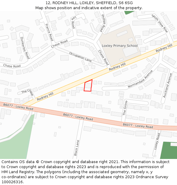 12, RODNEY HILL, LOXLEY, SHEFFIELD, S6 6SG: Location map and indicative extent of plot