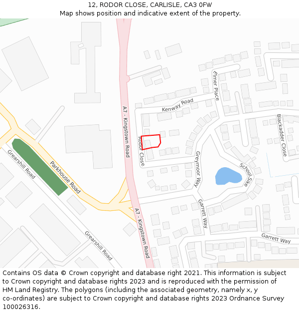 12, RODOR CLOSE, CARLISLE, CA3 0FW: Location map and indicative extent of plot