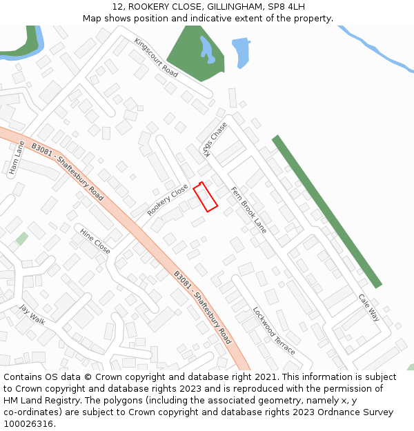 12, ROOKERY CLOSE, GILLINGHAM, SP8 4LH: Location map and indicative extent of plot