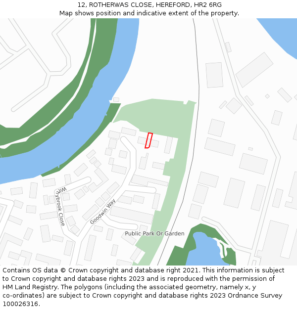 12, ROTHERWAS CLOSE, HEREFORD, HR2 6RG: Location map and indicative extent of plot