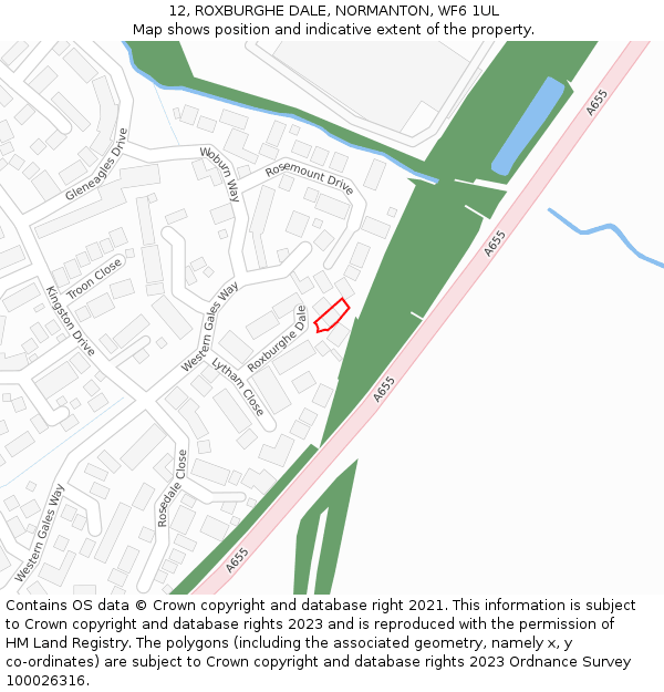 12, ROXBURGHE DALE, NORMANTON, WF6 1UL: Location map and indicative extent of plot