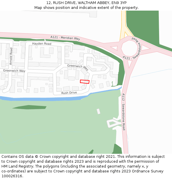 12, RUSH DRIVE, WALTHAM ABBEY, EN9 3YP: Location map and indicative extent of plot