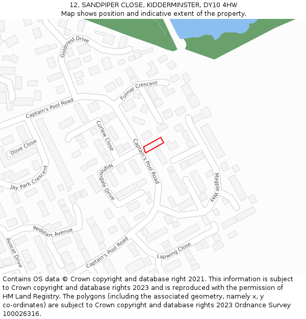 12, SANDPIPER CLOSE, KIDDERMINSTER, DY10 4HW: Location map and indicative extent of plot