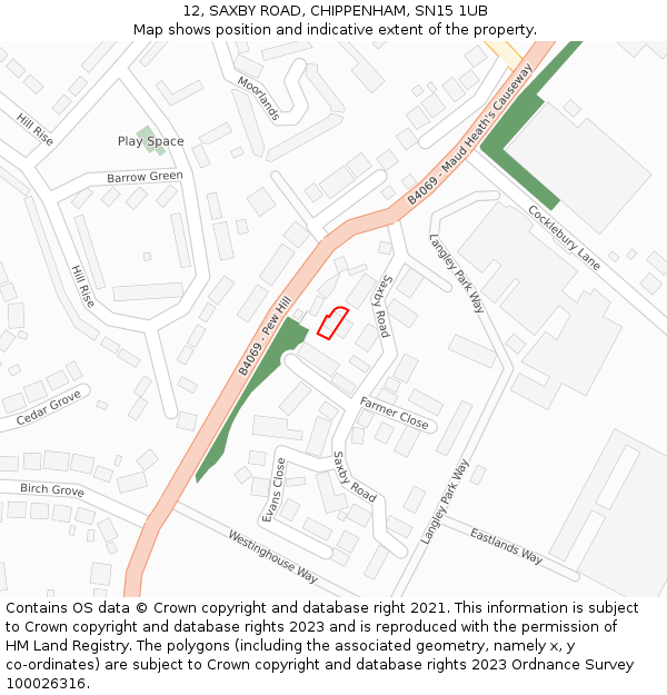 12, SAXBY ROAD, CHIPPENHAM, SN15 1UB: Location map and indicative extent of plot