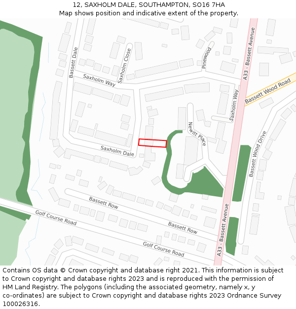 12, SAXHOLM DALE, SOUTHAMPTON, SO16 7HA: Location map and indicative extent of plot