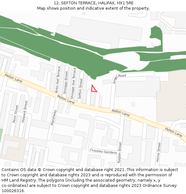 12, SEFTON TERRACE, HALIFAX, HX1 5RE: Location map and indicative extent of plot