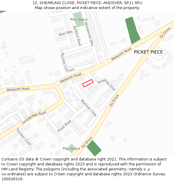 12, SHEARLING CLOSE, PICKET PIECE, ANDOVER, SP11 6PU: Location map and indicative extent of plot