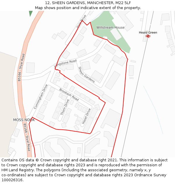 12, SHEEN GARDENS, MANCHESTER, M22 5LF: Location map and indicative extent of plot
