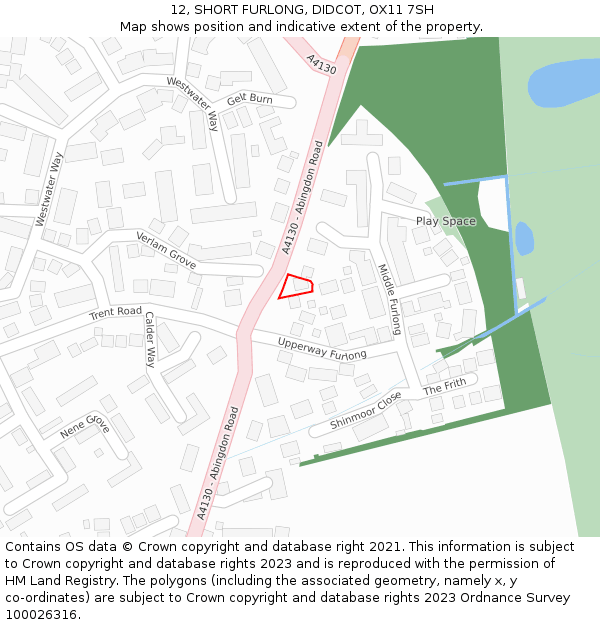 12, SHORT FURLONG, DIDCOT, OX11 7SH: Location map and indicative extent of plot