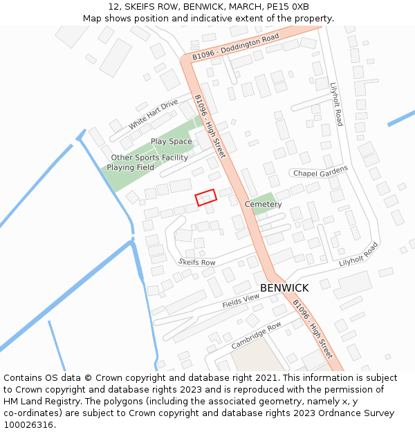 12, SKEIFS ROW, BENWICK, MARCH, PE15 0XB: Location map and indicative extent of plot