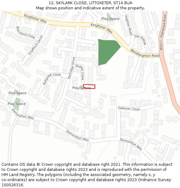 12, SKYLARK CLOSE, UTTOXETER, ST14 8UA: Location map and indicative extent of plot