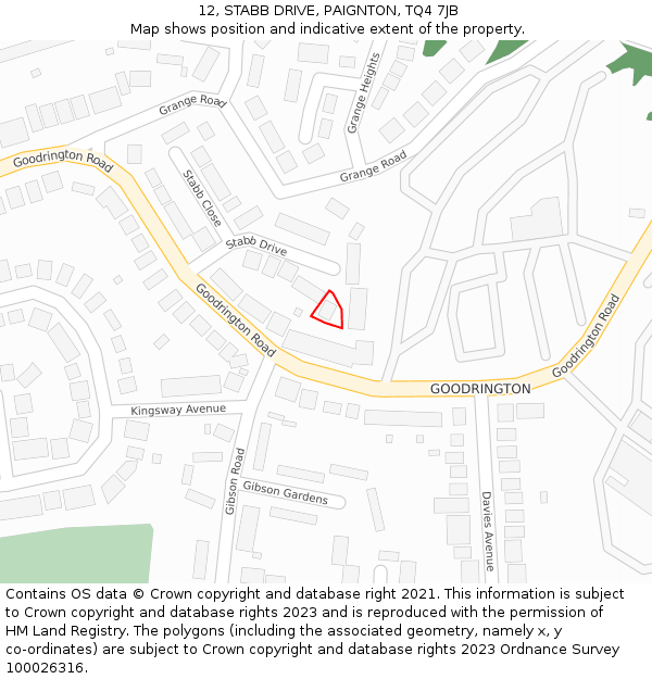 12, STABB DRIVE, PAIGNTON, TQ4 7JB: Location map and indicative extent of plot