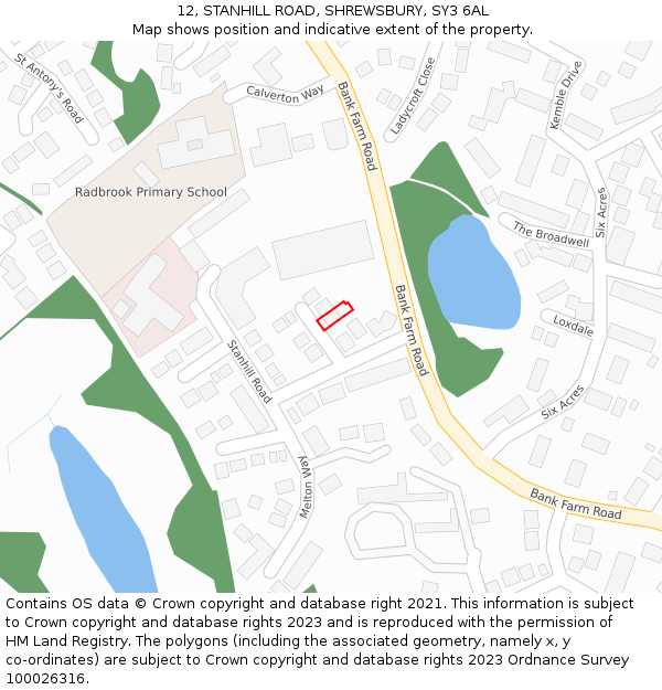 12, STANHILL ROAD, SHREWSBURY, SY3 6AL: Location map and indicative extent of plot